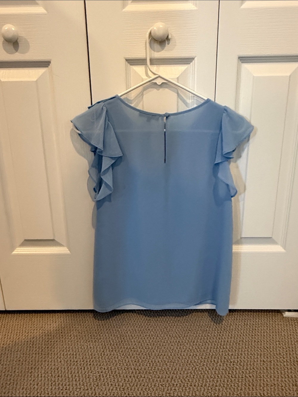 1.State Light Blue Ruffle Cap-Sleeve Top - Picture 3 of 3